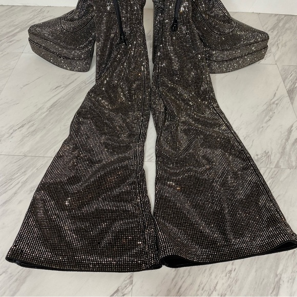 Steve Madden Sultry Rhinestone Thigh High Pointy Toe Platform Heeled Boot 8 1/2 - Picture 7 of 16